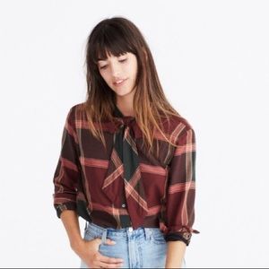Madewell Tie Neck Top in Cherry Wood Size M